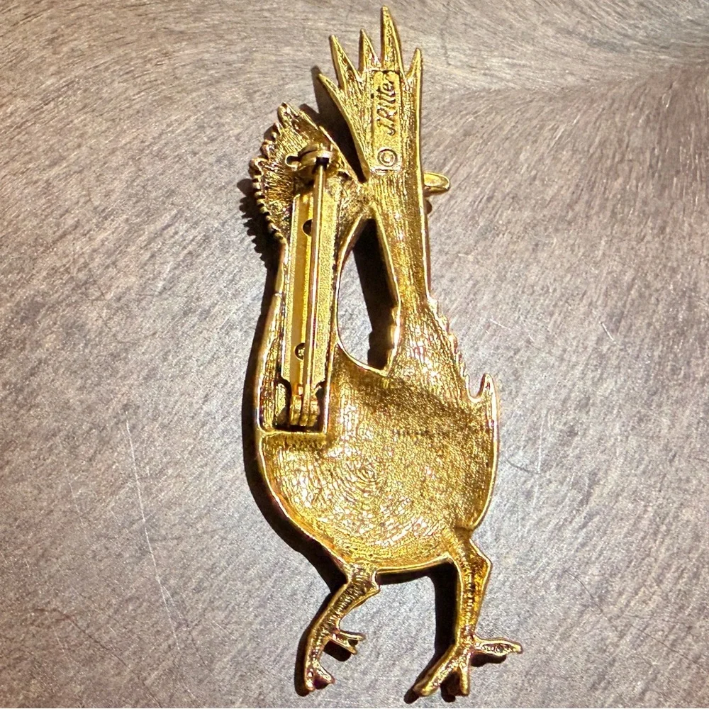 Vintage Roadrunner Brooch J Ritter Signed Bird Pin - Picture 7 of 12